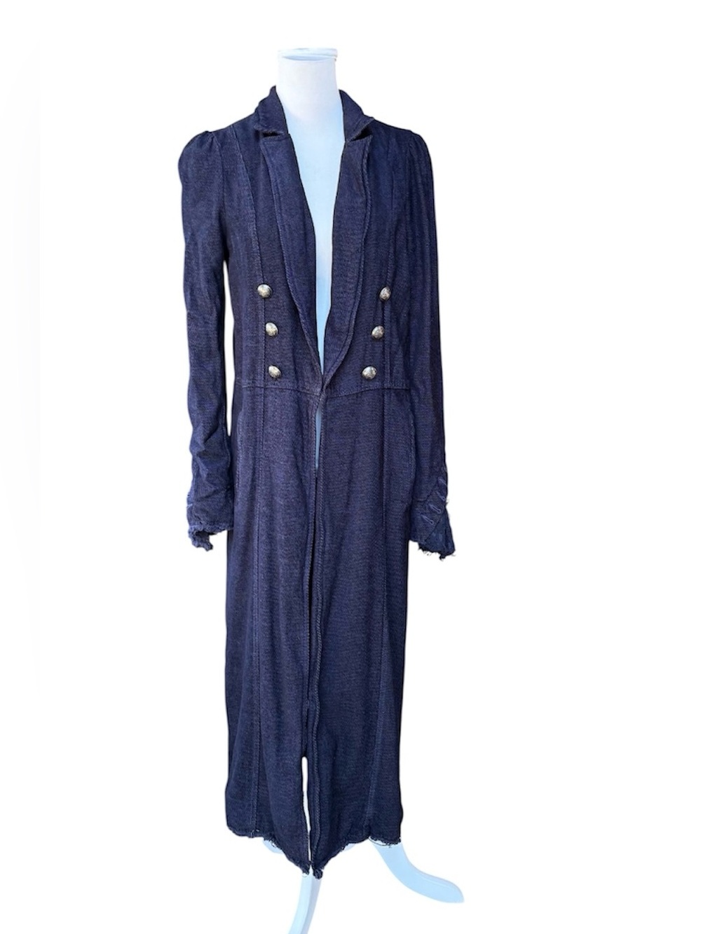 Free People full length military/band style double breasted jacket. Size M navy